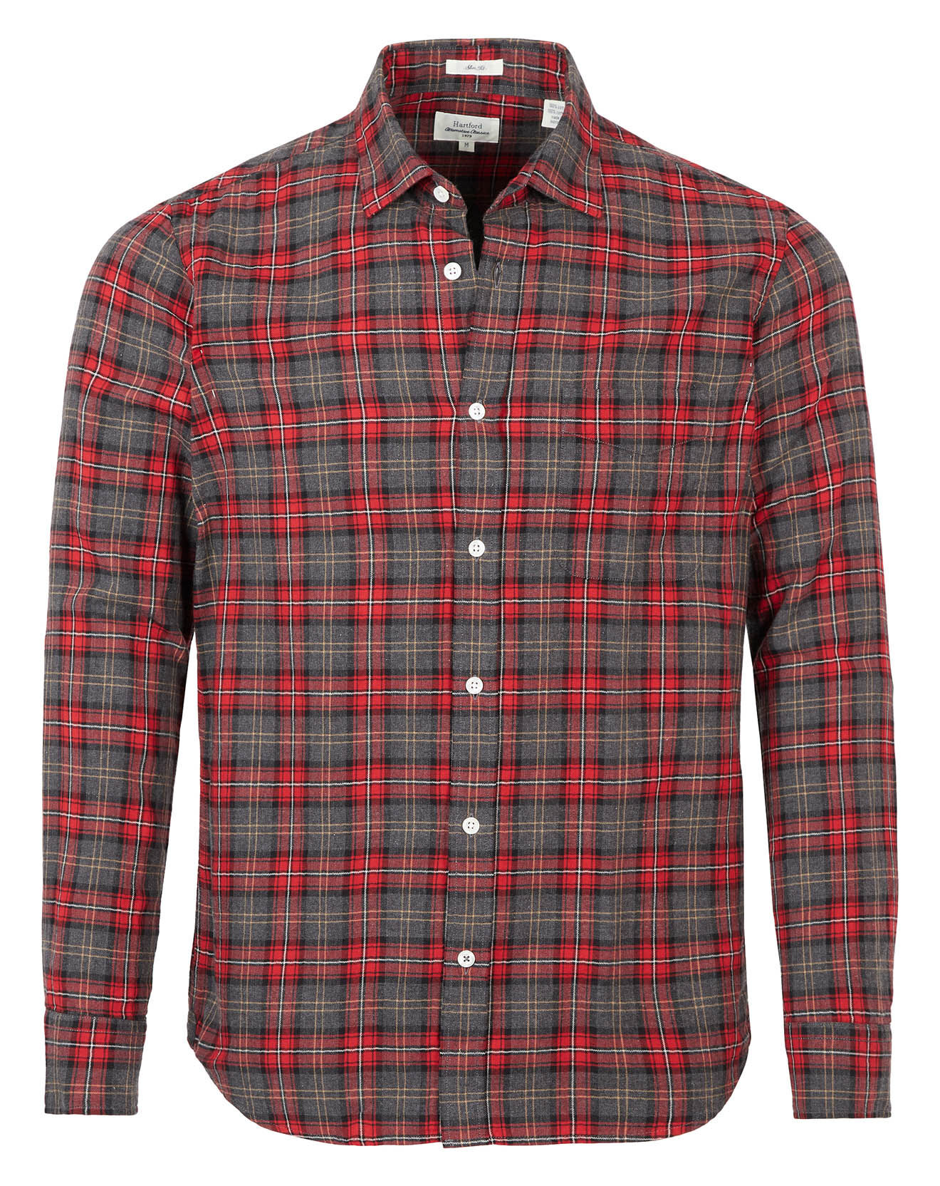 Hartford Chemise Slim Storm rouge/noir/écru/camel/gris