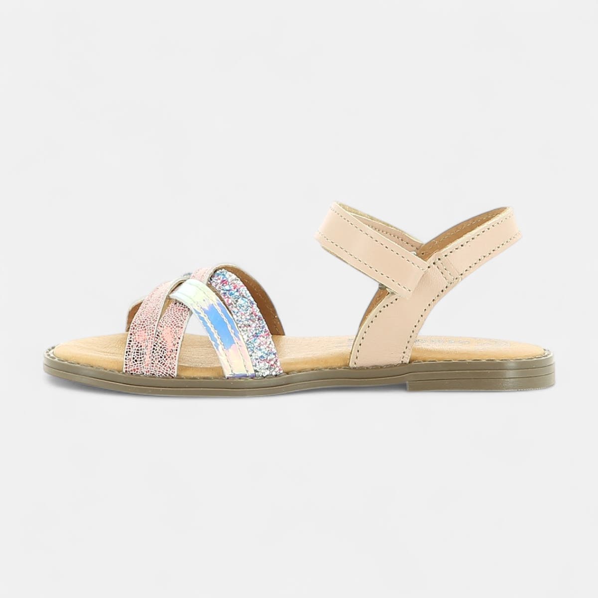 Nu-pieds Fille en cuir multicolore
