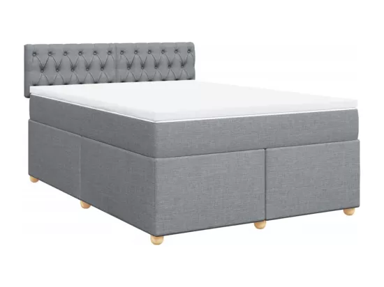 Sommier à lattes de lit avec matelas Gris clair 160x200cm Tissu