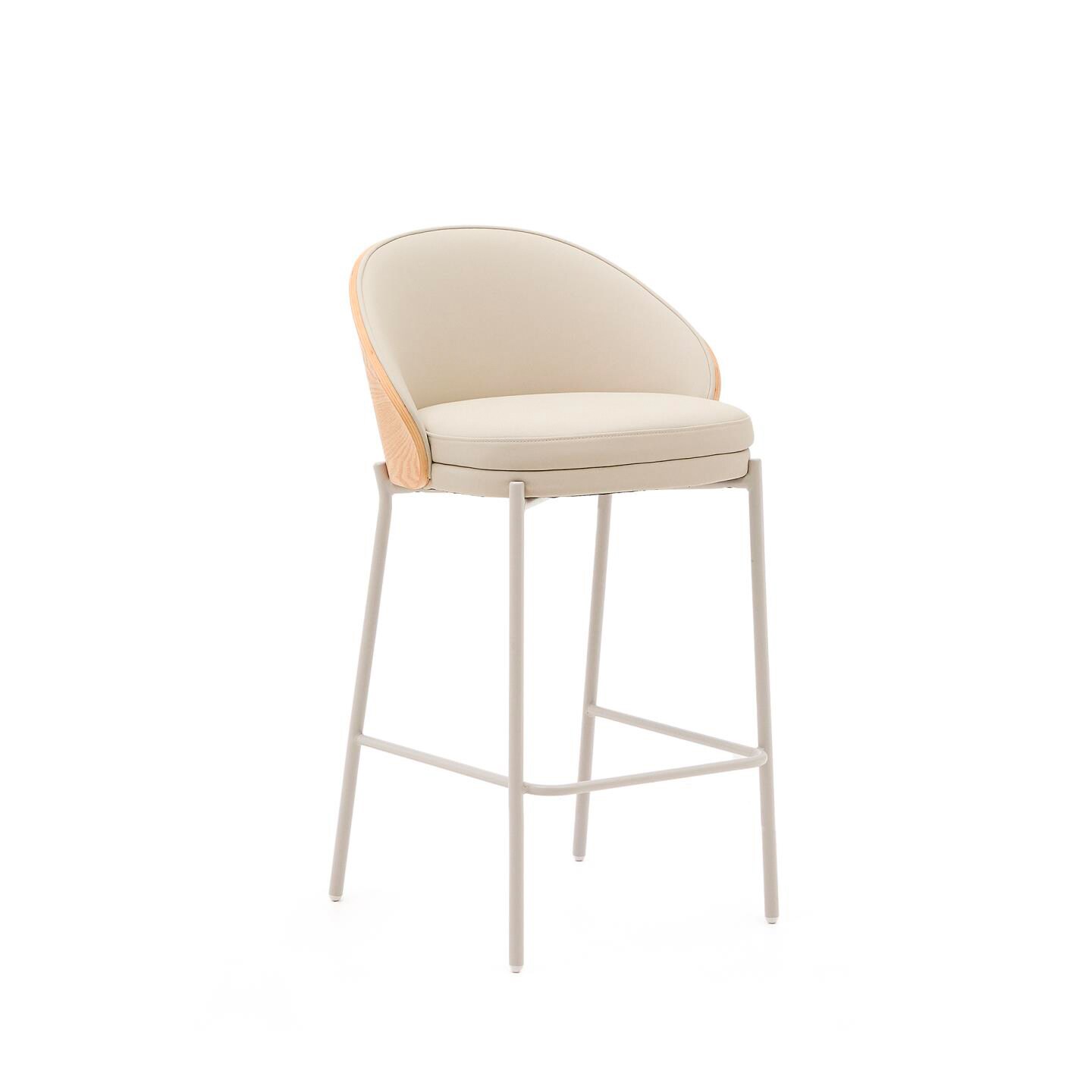 Kave Home Barhocker EAMY Kunstleder beige/natur/weiß