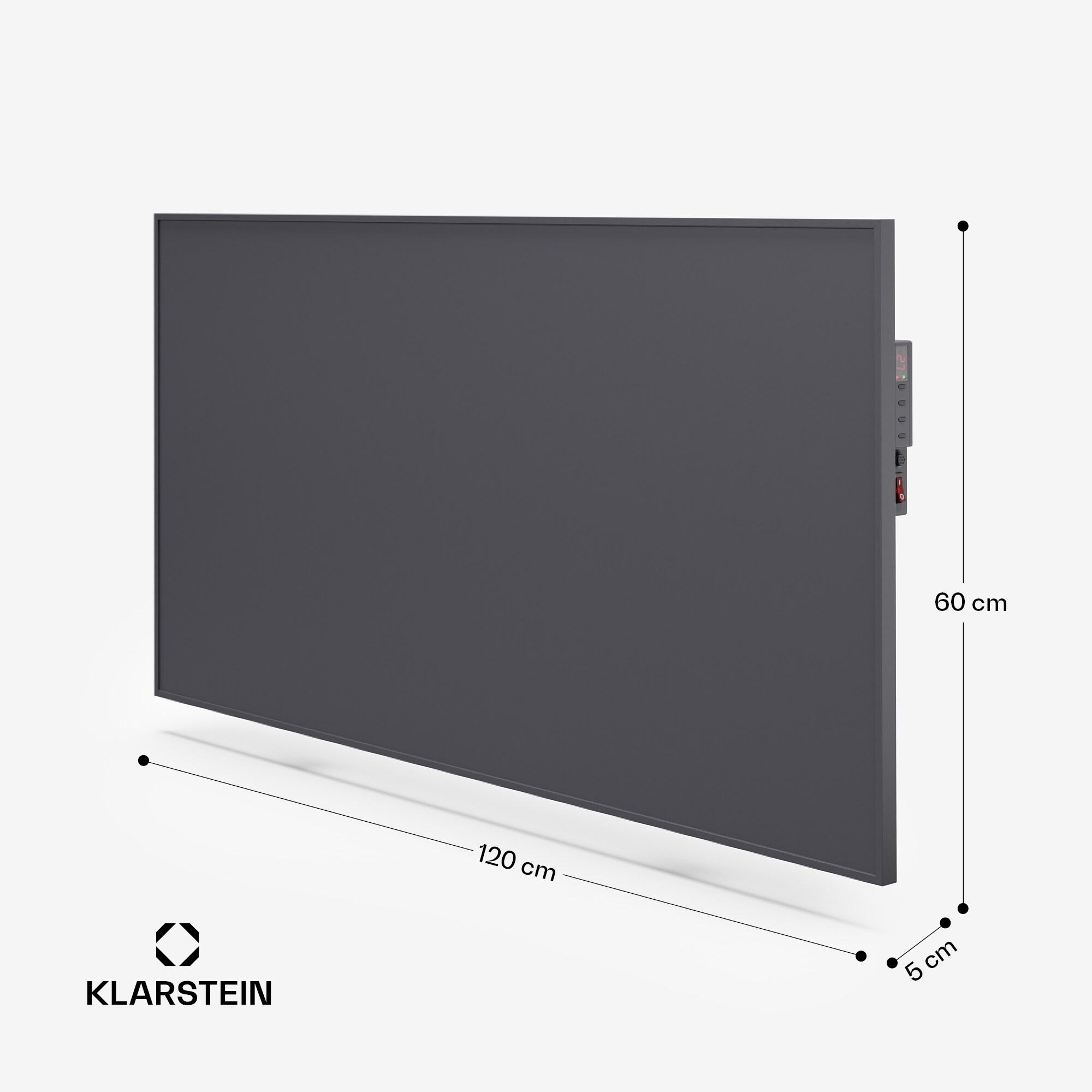 Wonderwall Smart Infrarotheizung | 60x120cm | App | 770W | Wochentimer | IP24 Dunkelgrau 770 Watt