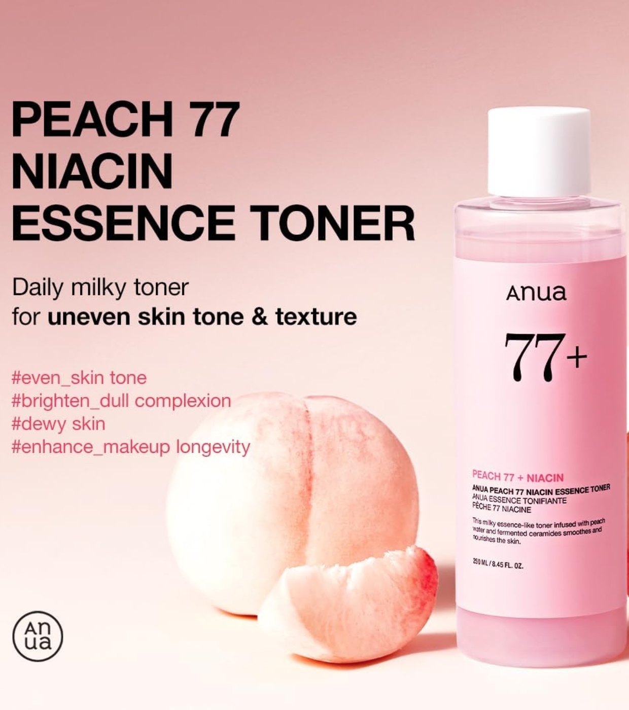 Anua - Tônico Facial Iluminador Peach 77 Niacin Essence