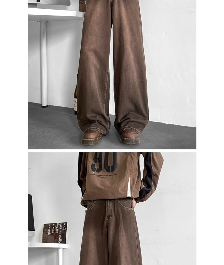 Plummie - High Waist Washed Wide Leg Jeans
