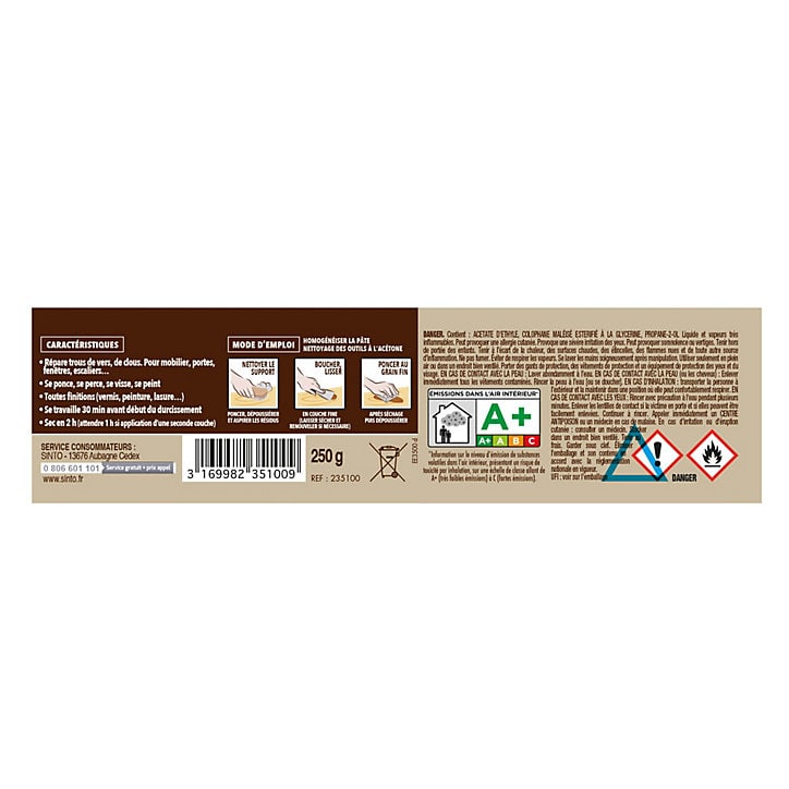 Pâte à bois Tradition Chêne moyen Sintobois 250ml