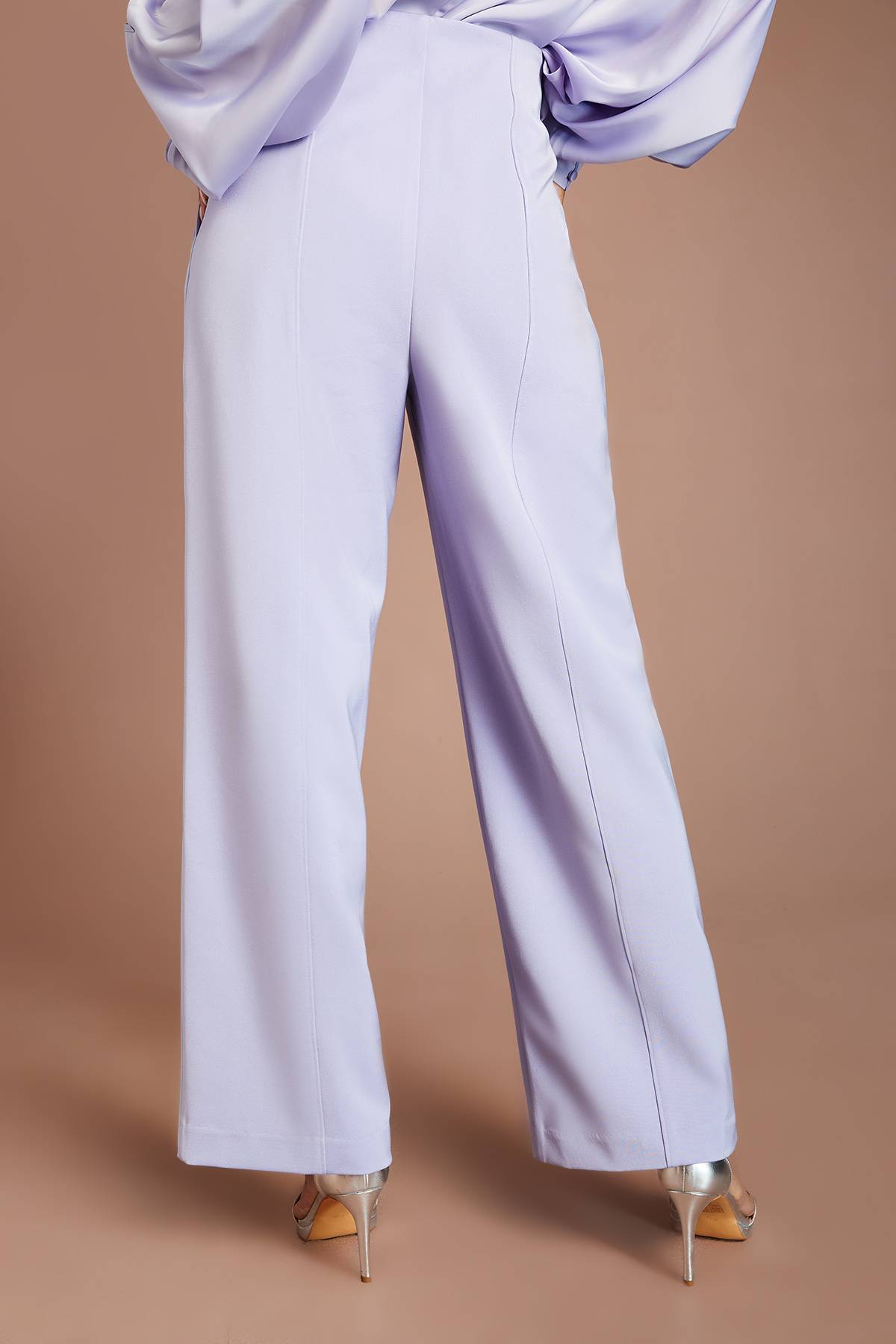 Coast Pantalon Large En Crêpe Stretch Lilas
