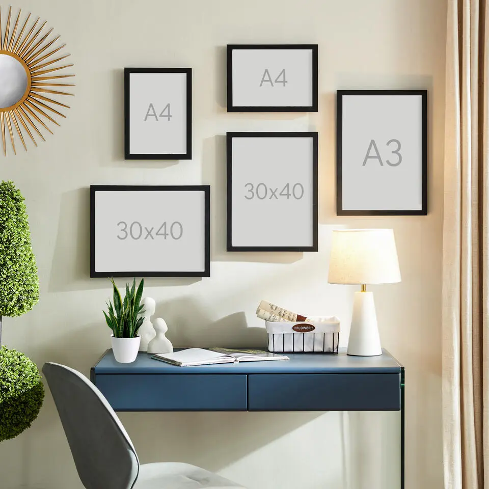 Set van 2 Fotokaders - A4 formaat - Foto Lijsten in MDF Hout - Zwart