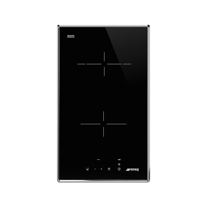 Plaque de cuisson en vitrocéramique 2 foyers Universel l. 30 cm SE232TX1 Smeg noir et cadre inox