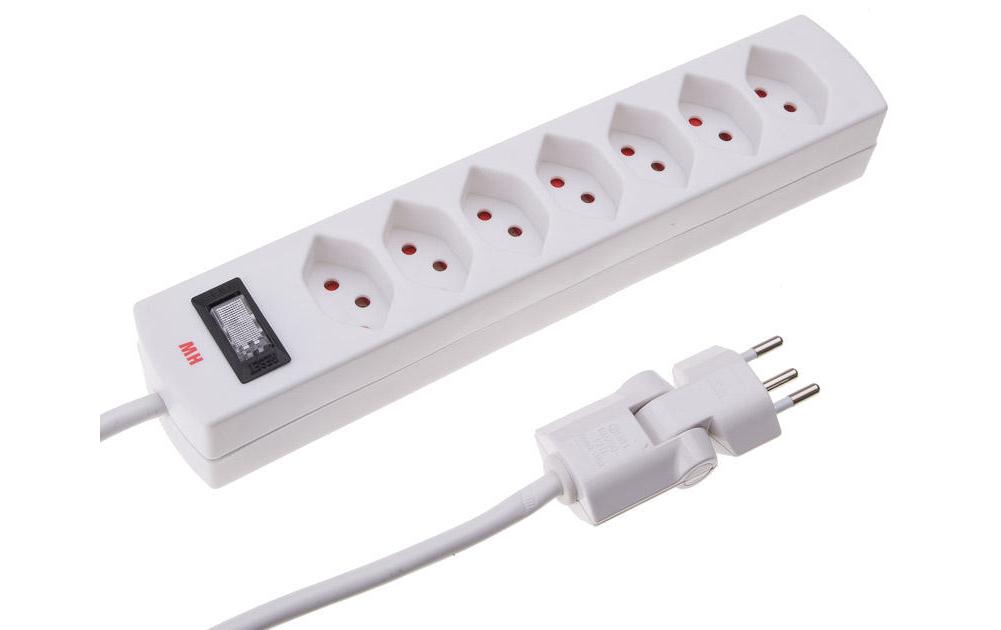 Steckdosenleiste Safety-Line 7x T13Steckdosenleiste mit Reset-Schalter und Clip-Clap-Stecker