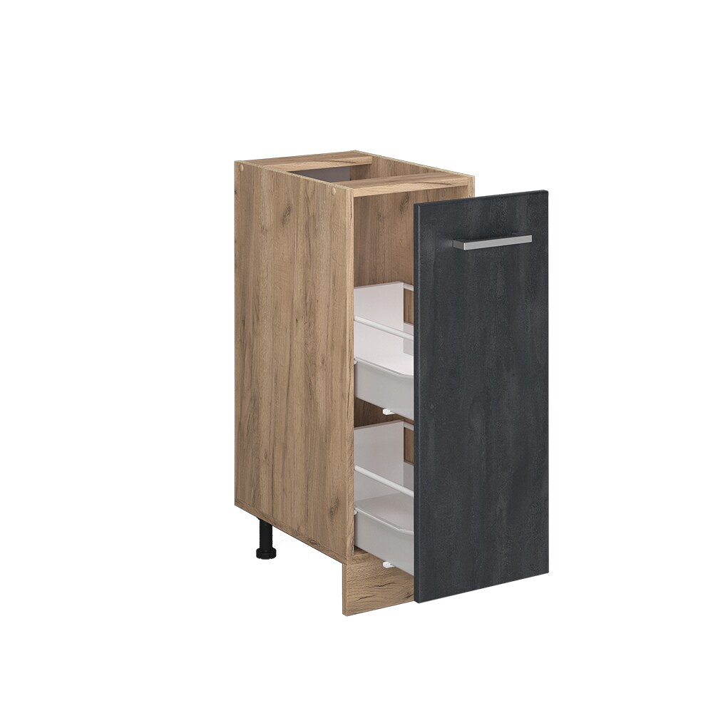Vicco Apothekerunterschrank R-Line Schwarz Beton Eiche 30 cm mit Arbeitsplatte Anthrazit