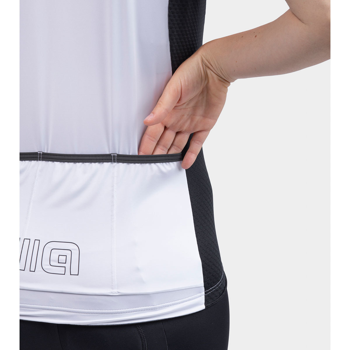 Ale Solid Color Block Fietsshirt Korte Mouwen Wit Dames
