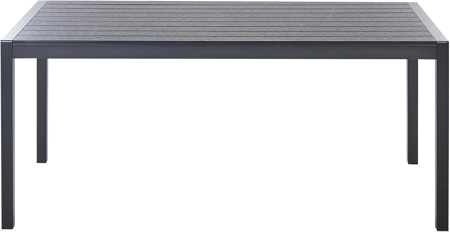 Beliani Gartentisch für 6 Personen schwarz Aluminium/Kunstholz 180x90 cm modern Vernio