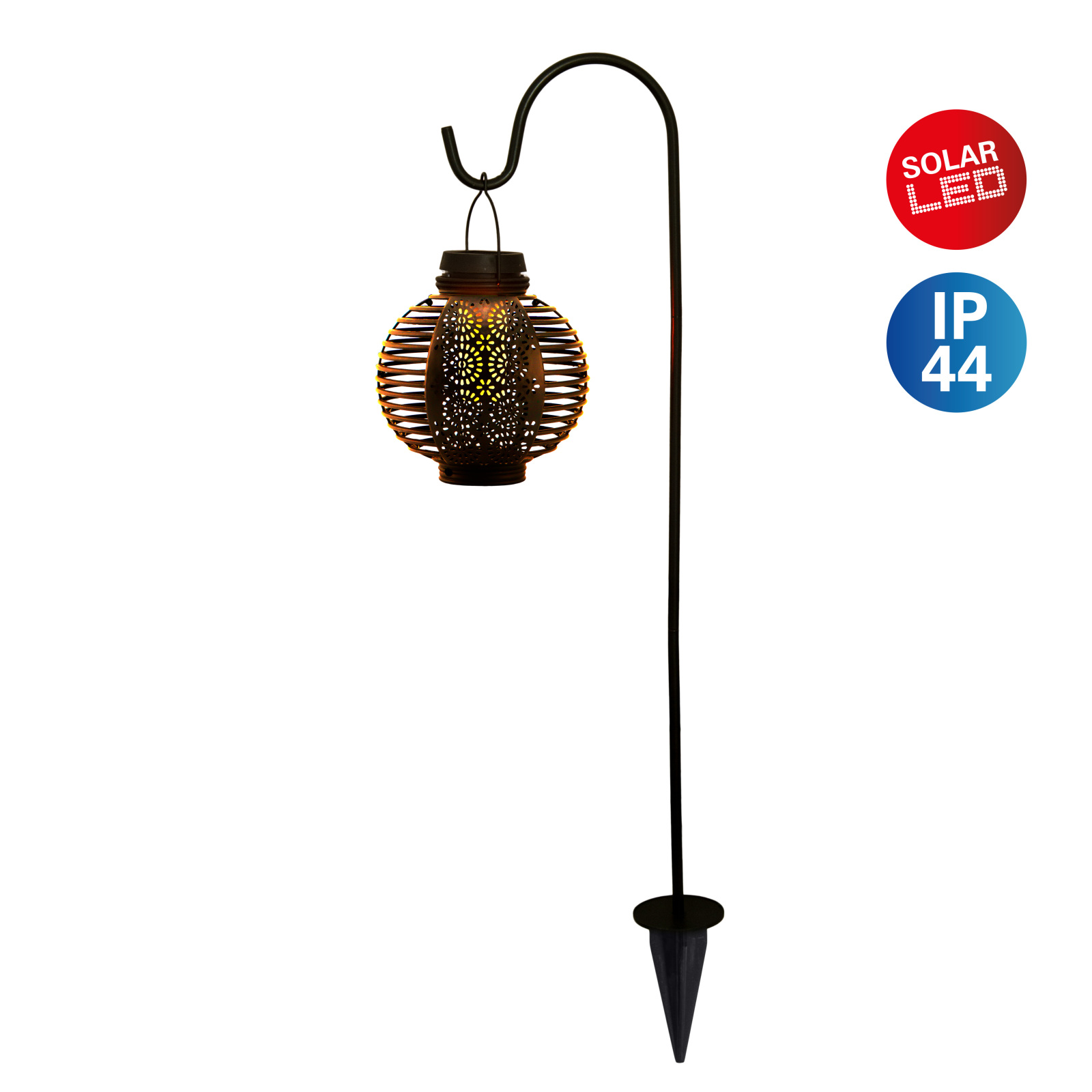LED-Solarleuchte LAMPION - braun - mit Erdspieß