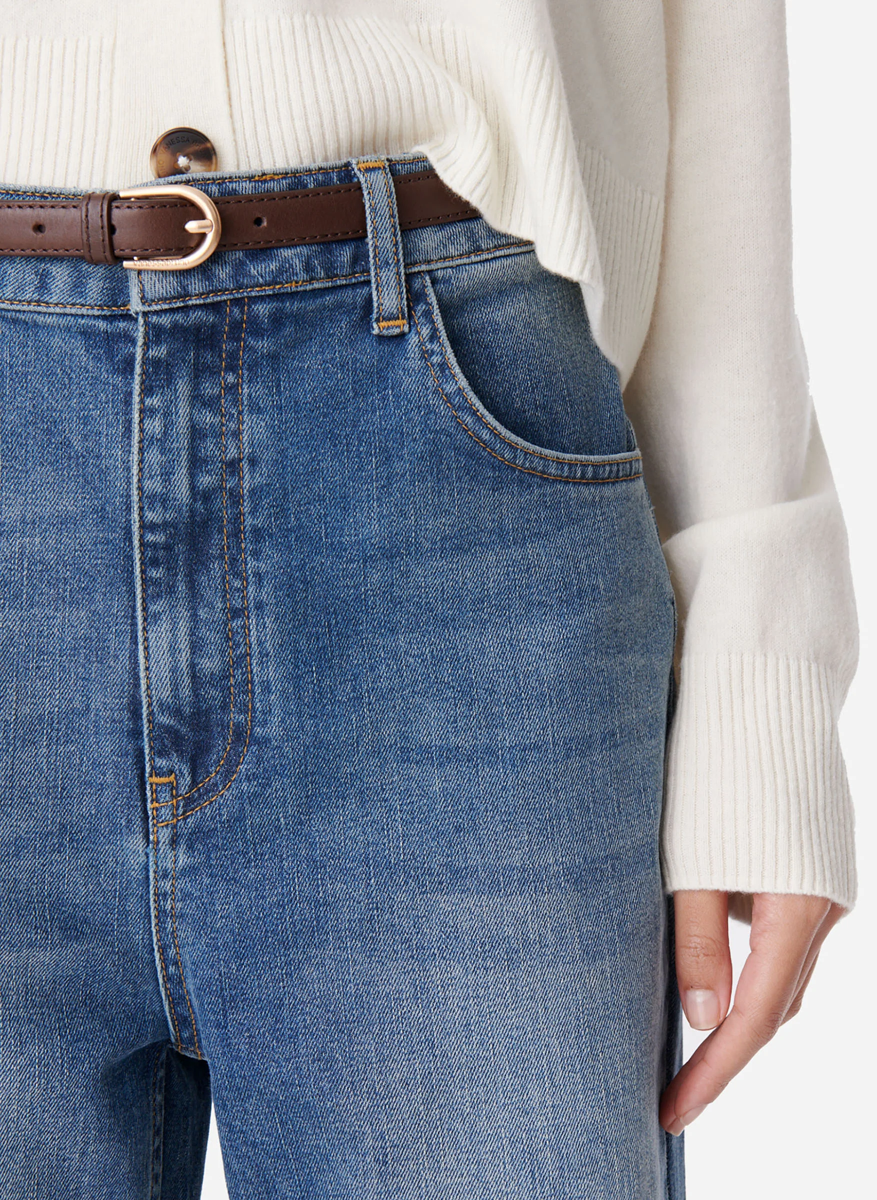 OG CROP - Jean cropped en coton stretch | Bleu