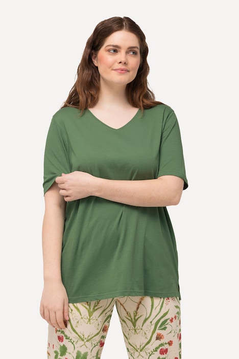 Pyjama-Shirt, V-Ausschnitt, Halbarm, Biobaumwolle