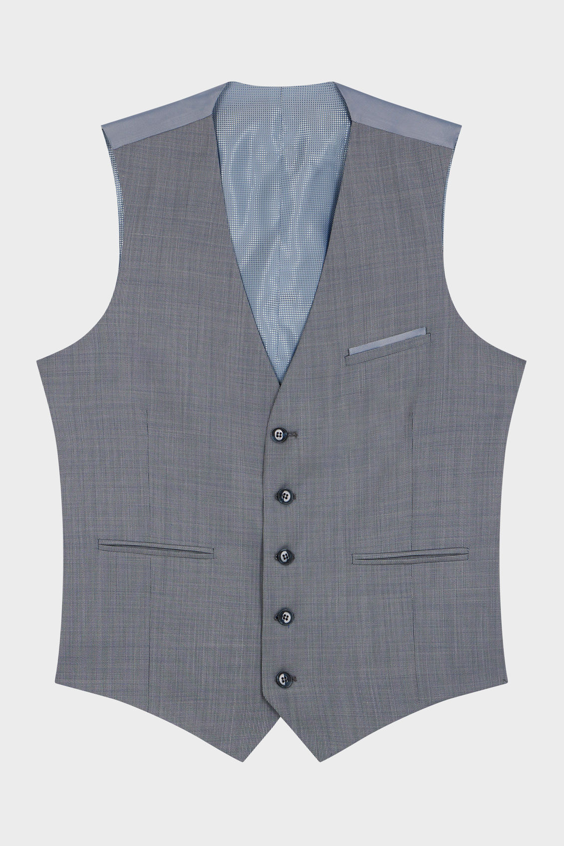 Gilet de costume en laine unie bleu chambray