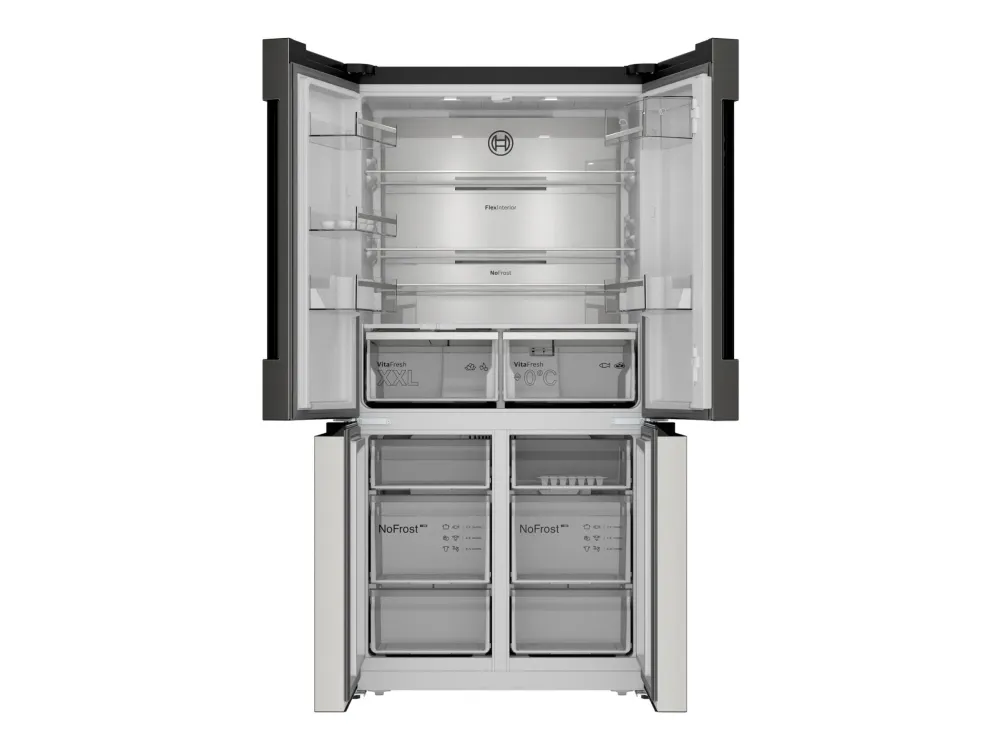 Bosch Serie | 6 KFN96APEA - Køleskab/fryser - bund-fryser - bredde: 91 cm - dybde: 73.1 cm - højde: 183 cm - 605 liter - Klasse E - metalsølv