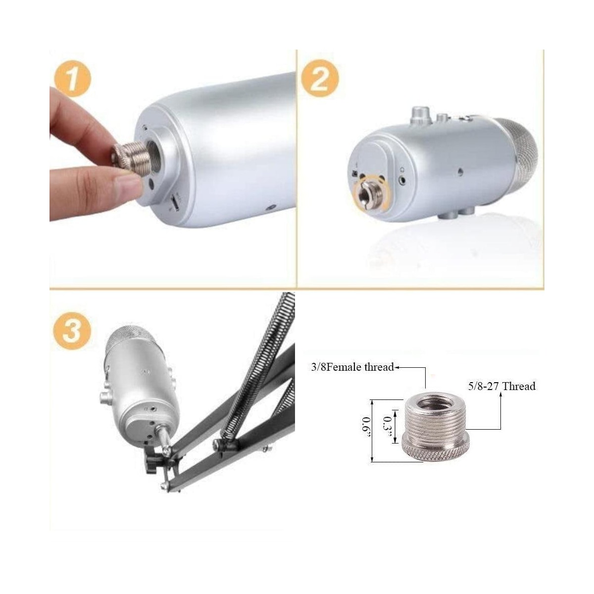 Tabellmontering NÖRDIC mikrofonpasser passer også til blå Yeti og Blue Snowball 5/8 tommers adaptermikrofonarm