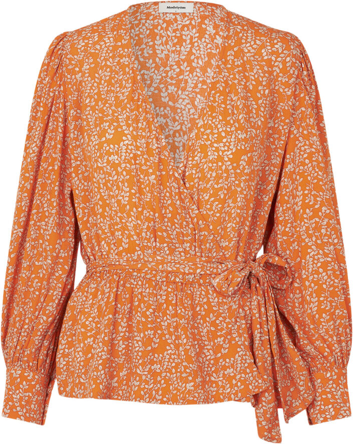 Modström CorinnaMD print top Vibrant orange flower leaf