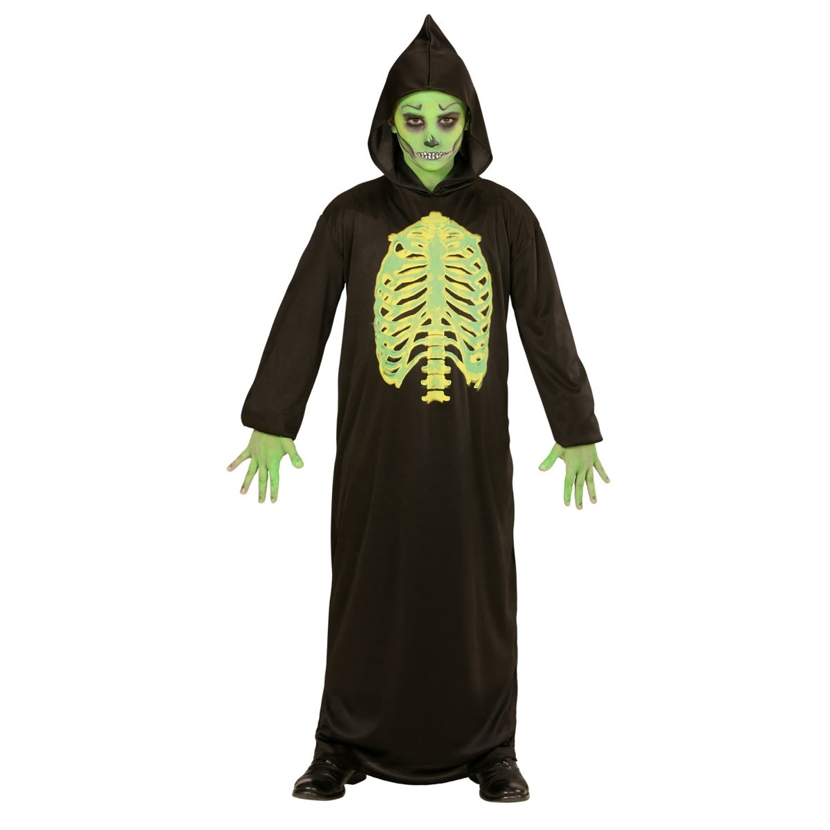 Halloween Kostuum Zwart Groen Kind Magere Hein 2 delig