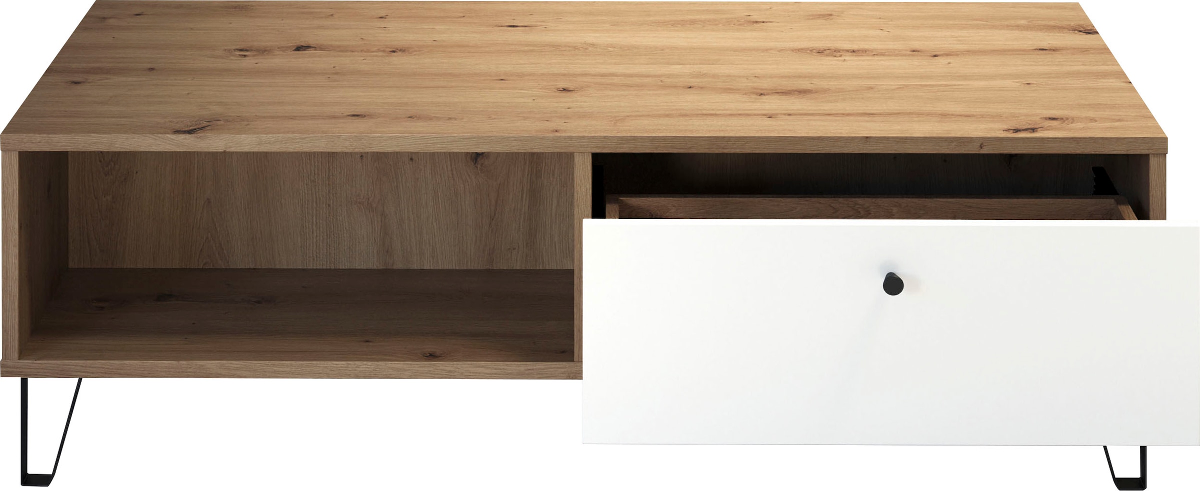 PLACES OF STYLE Couchtisch »Tarragona« Couchtisch m. 2 Schub.K, 2 Fächern & Soft-Close - (B/T/H) 110/60/37 cm