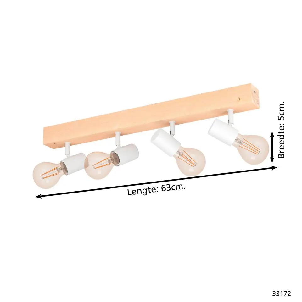 EGLO Townshend 3 Spot - E27 - 63 cm - Bruin/Wit