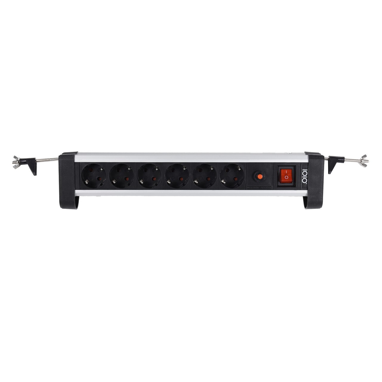 IOIO SL 2625S Aluminium 6-fach Tisch-Steckdosenleiste mit Überlastschutz, Ein/Aus-Schalter und Schreibtischhalterung