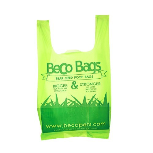 Sacos plásticos com alças para excrementos, com aroma natural.