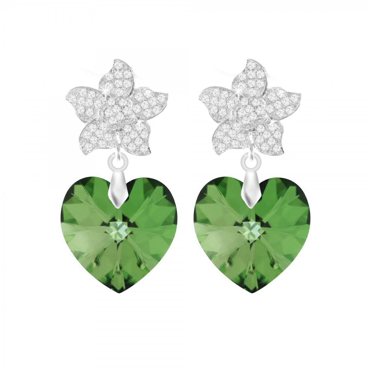 Boucles d'oreilles coeur SC Crystal ornées de Cristaux scintillants