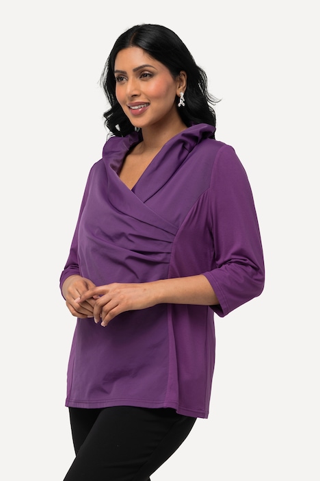 Shirt, Taft-Kragen, Classic, V-Ausschnitt, 3/4-Arm