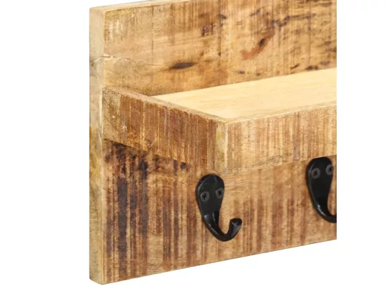 Porte-manteau mural 60x15x20 cm Bois de manguier brut solide