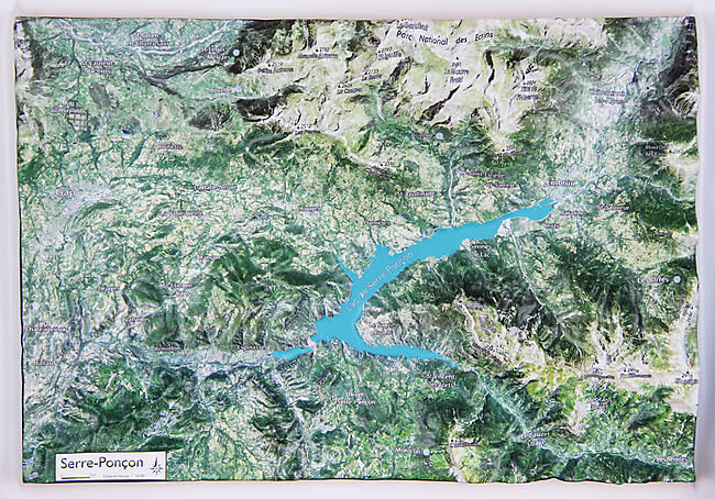 CARTE EN RELIEF VUE AERIENNE SERRE PONCON