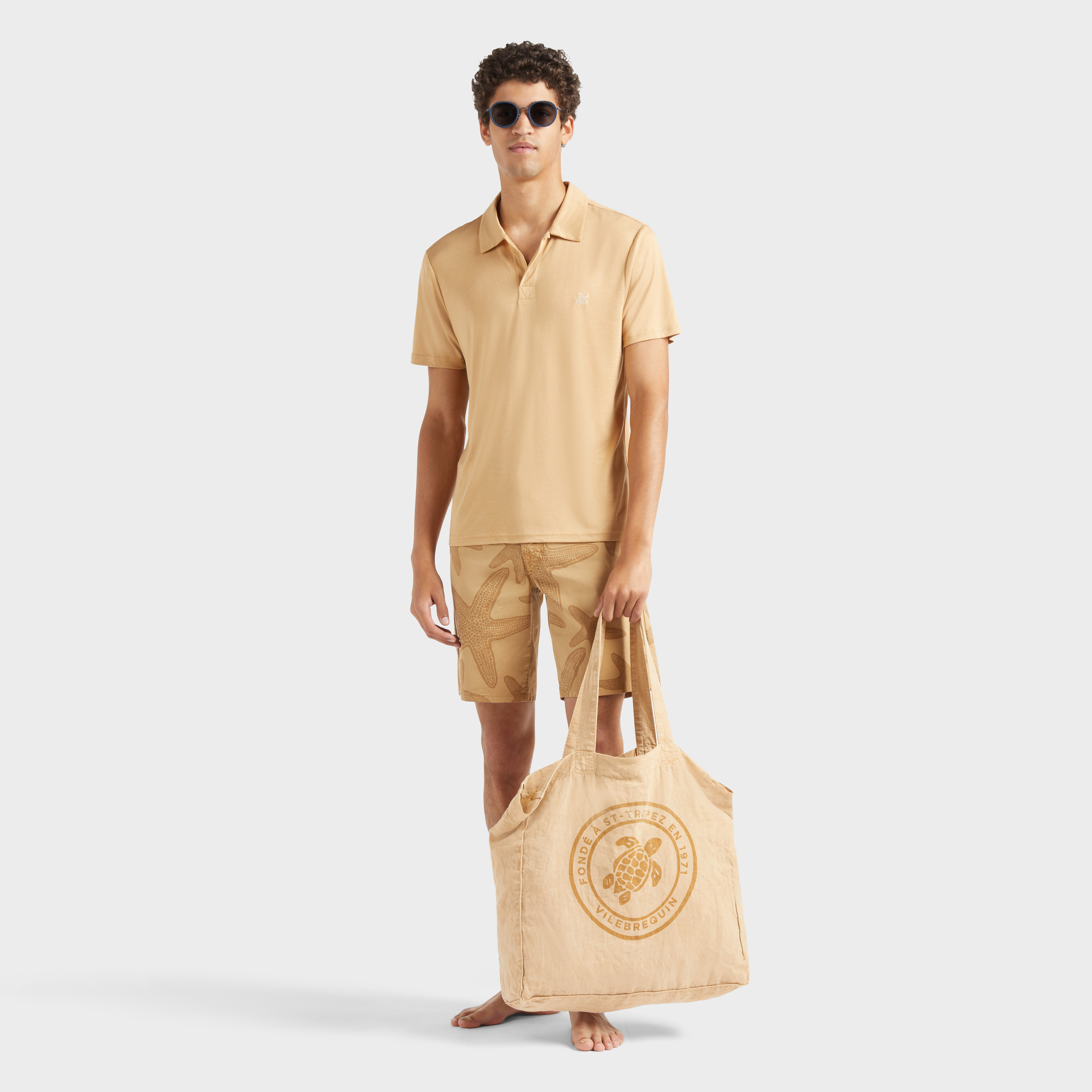 Bermuda homme en coton imprimé contrasté Starfish