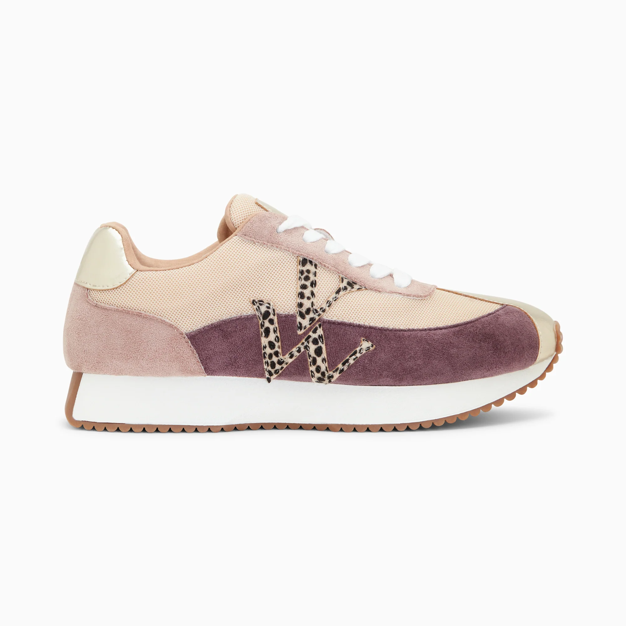 Sneakers-Baskets monogramme Adelie violet et beige à semelle running