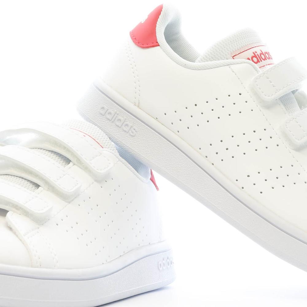 Adidas Baskets Blanches/Rose Fille Adidas Advantage