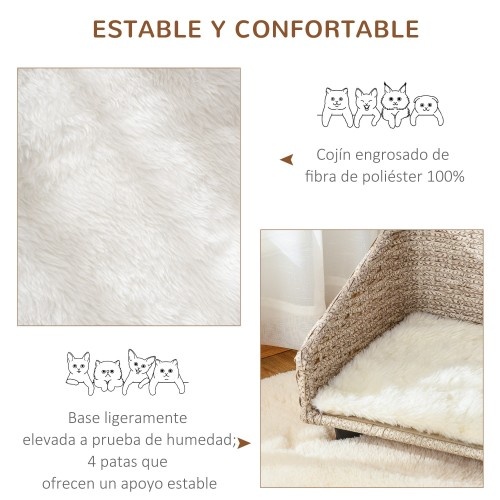 Cama elevada para animais de estimação com almofada macia, bege