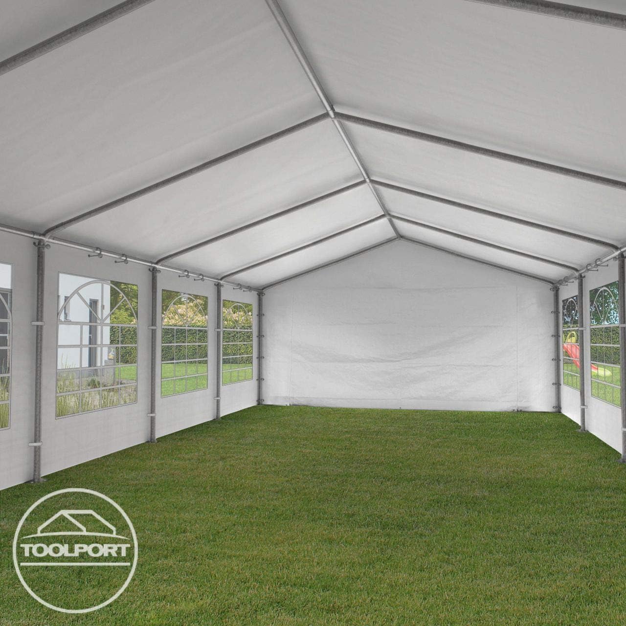 TOOLPORT Partyzelt Pavillon 3x5 m in weiß PE Plane 350 N Wasserdicht UV Schutz Festzelt Gartenzelt