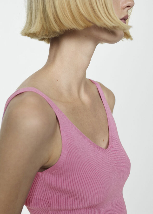 MANGO Knit strap top Lt-pastel pink
