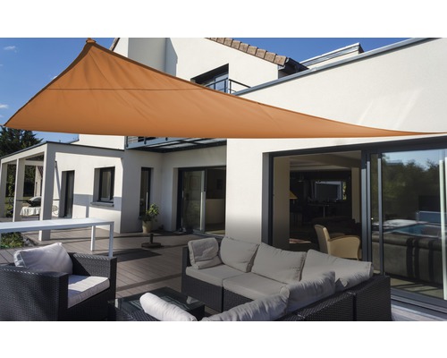 Driehoekig zonnezeil in terracotta met regenbescherming, 360x360x360 cm