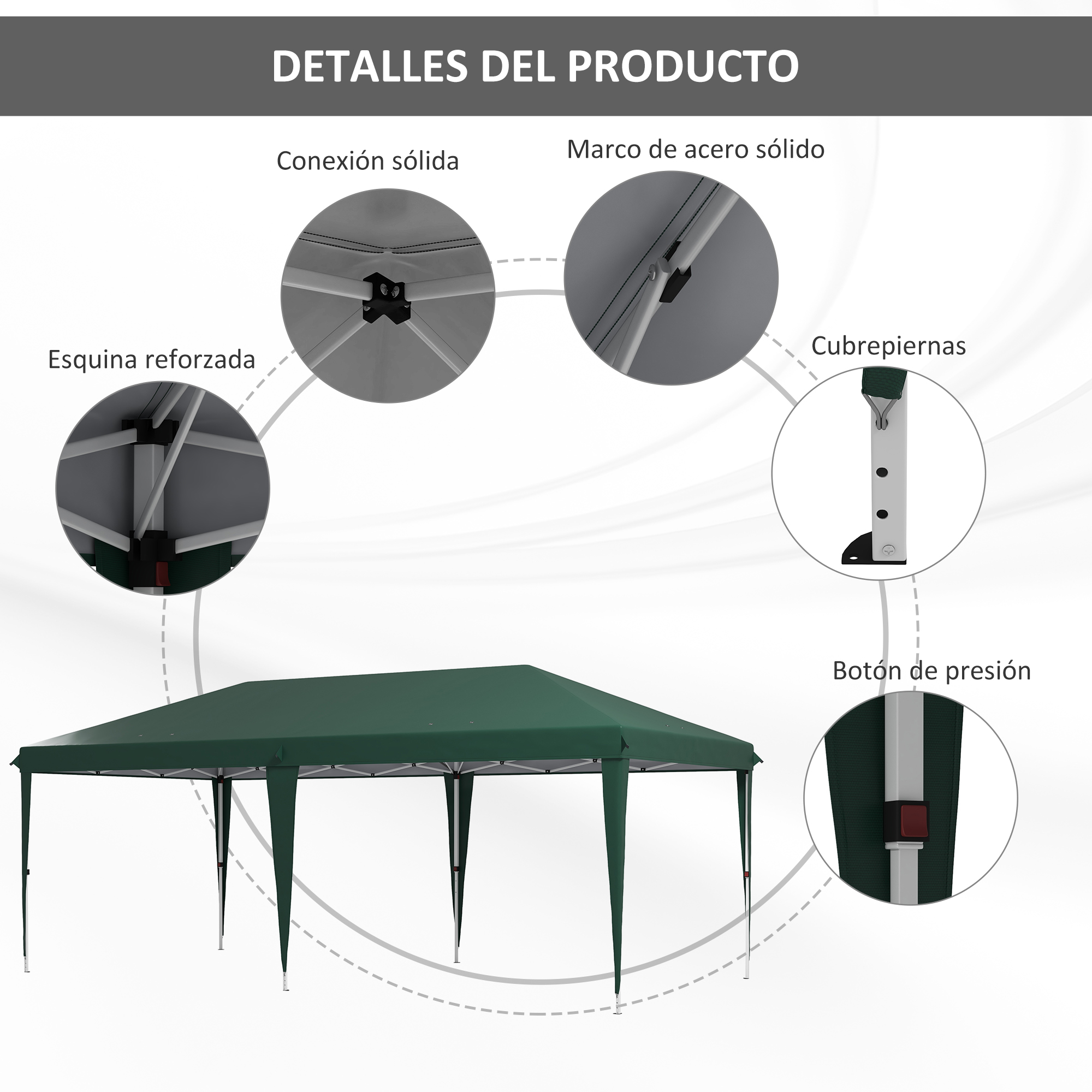 Tenda dobrável Outsunny 6x3m para jardim, com 3 níveis de altura ajustáveis, bolsa de transporte, estrutura de aço anti-UV para pátio, festas, camping, verde.