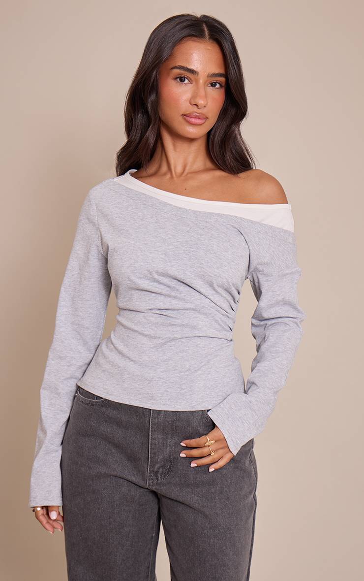 Gris Haut Petite À Double Épaisseur Avec Détail Asymétrique