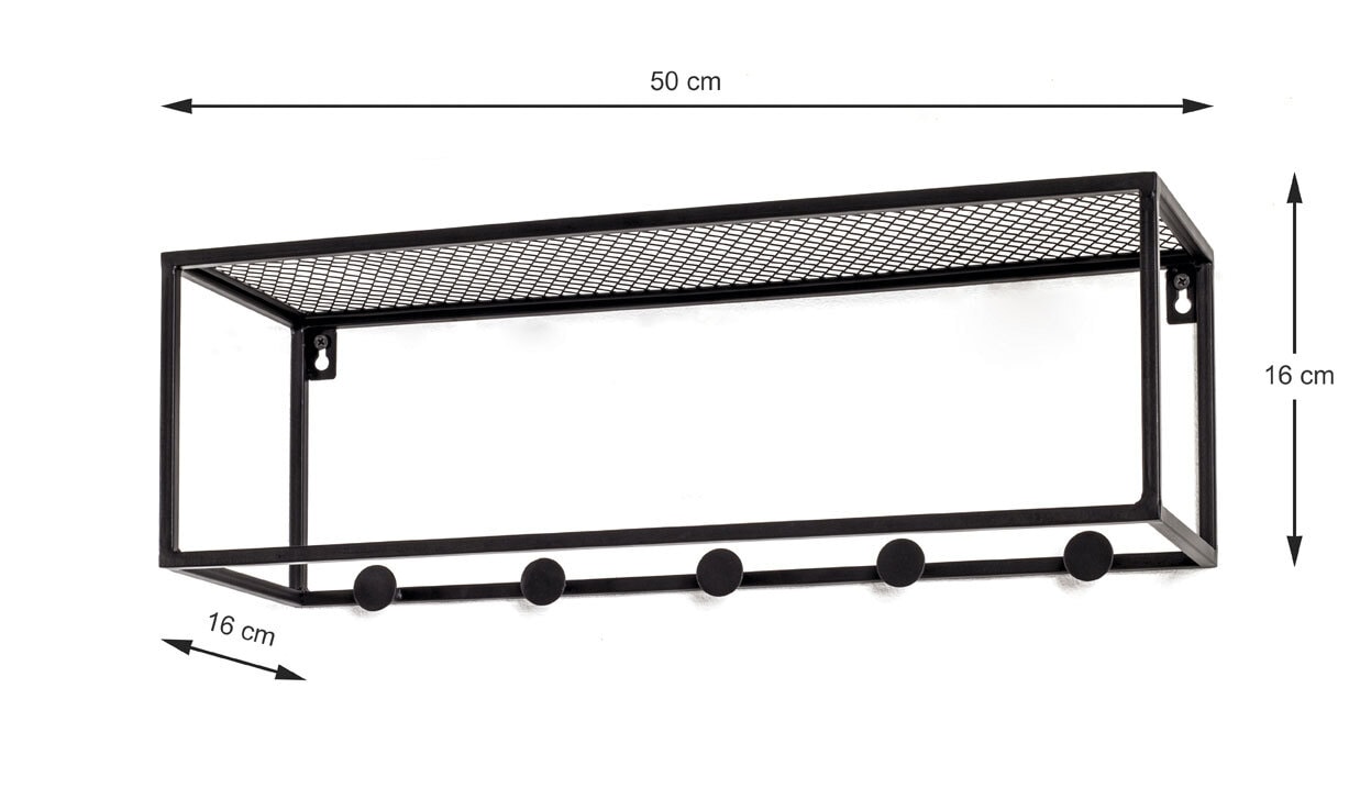 Wandgarderobe Leicester 5 Schwarz Metall 50 x 16 cm