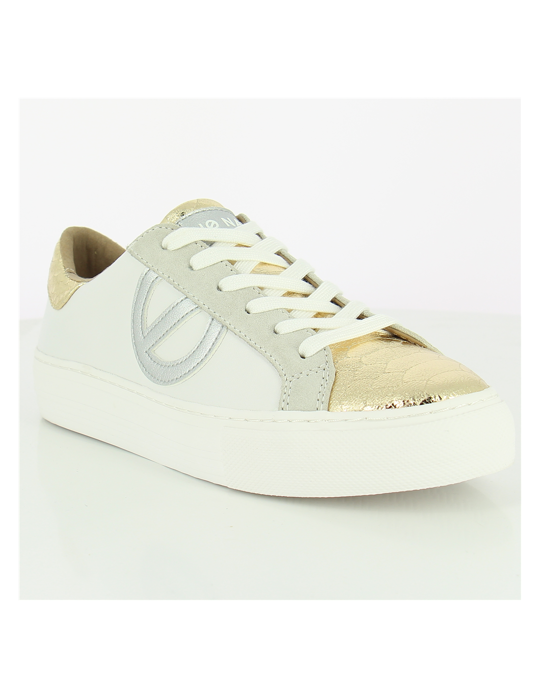 no name baskets de ville femme arcade side cuir blanc/or