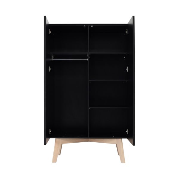 Kidsmill Sixties Kledingkast 2-Deurs Zwart Mat / Naturel