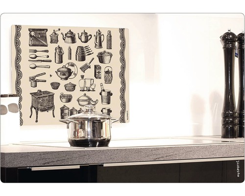 Keukenachterwand mySPOTTI pop antiek servies 59x41 cm