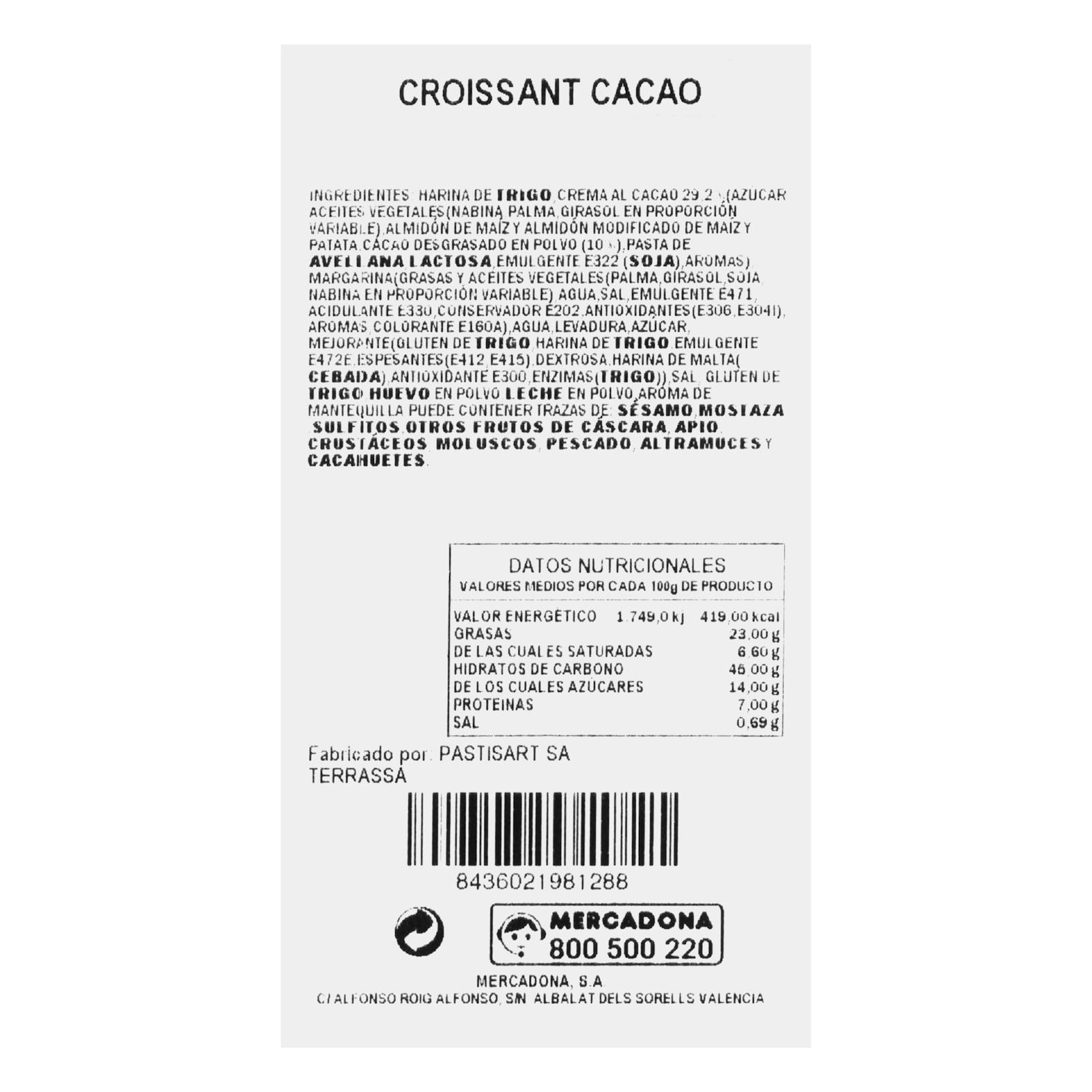 6 croissants fourrés au cacao