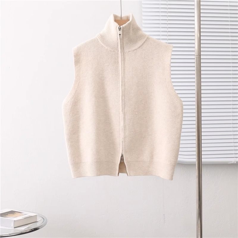 Keiko Girl - Geribbeld vest met opstaande kraag en rits