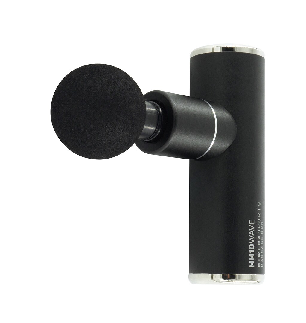 Miweba Sports Mini-Massagepistole MM10, Massage-Gun 2500 mAh, Faszien-Muskelmassage mit 4 Aufsätzen (Schwarz)