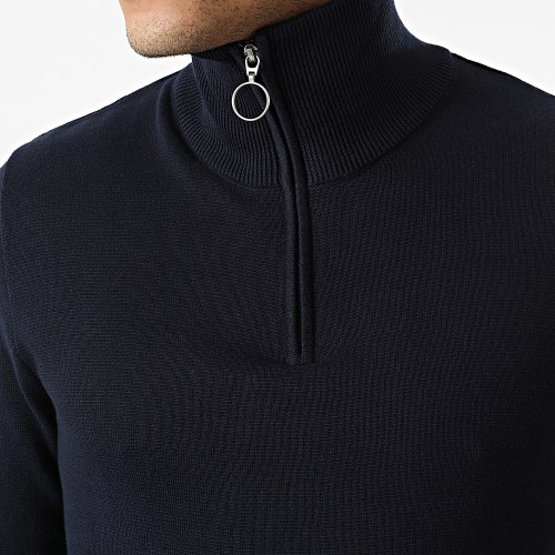 Pull Col Zippé Eli Knit High Bleu Marine