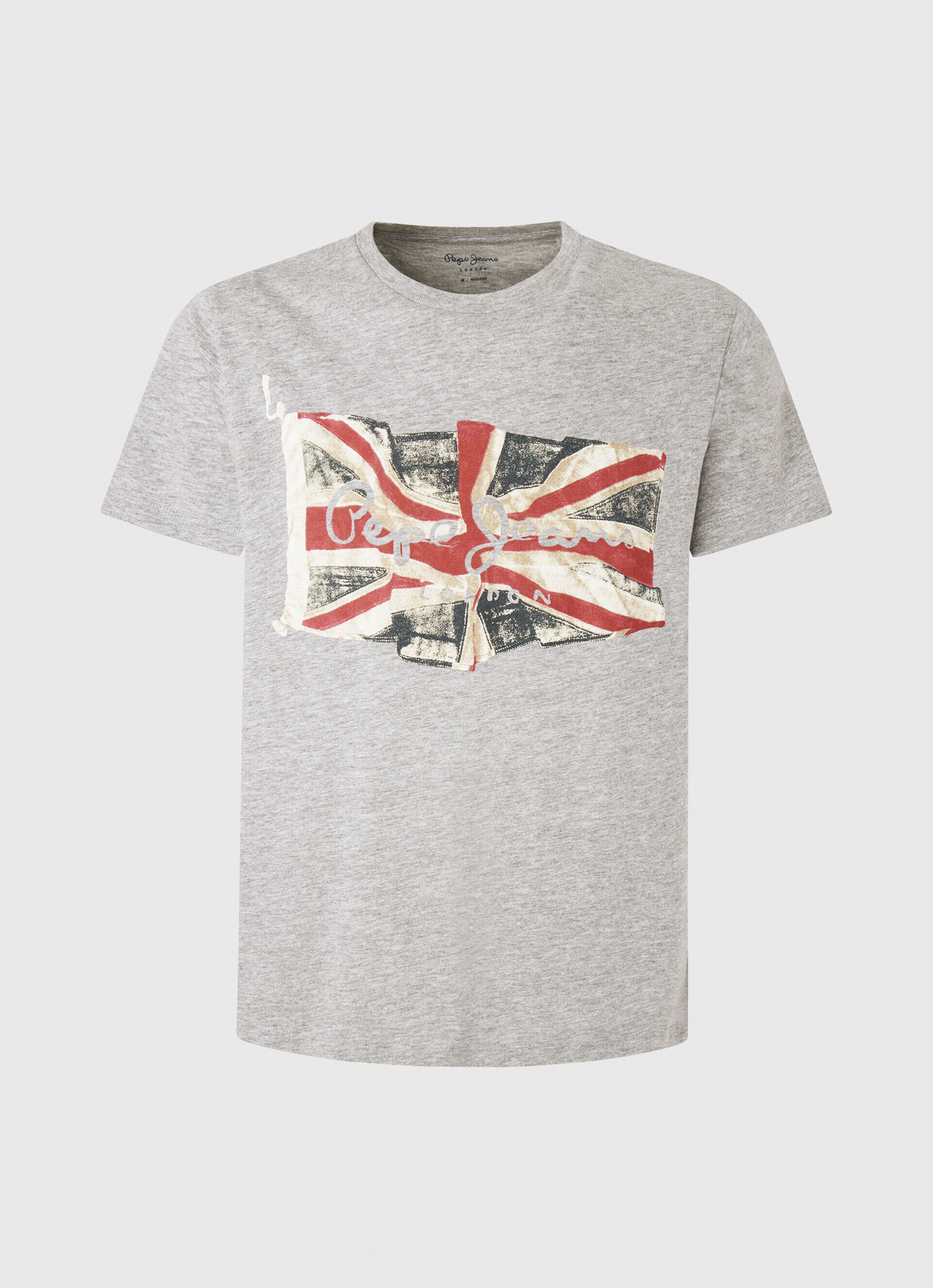 Camiseta de algodão com logotipo estampado - cinza mesclado