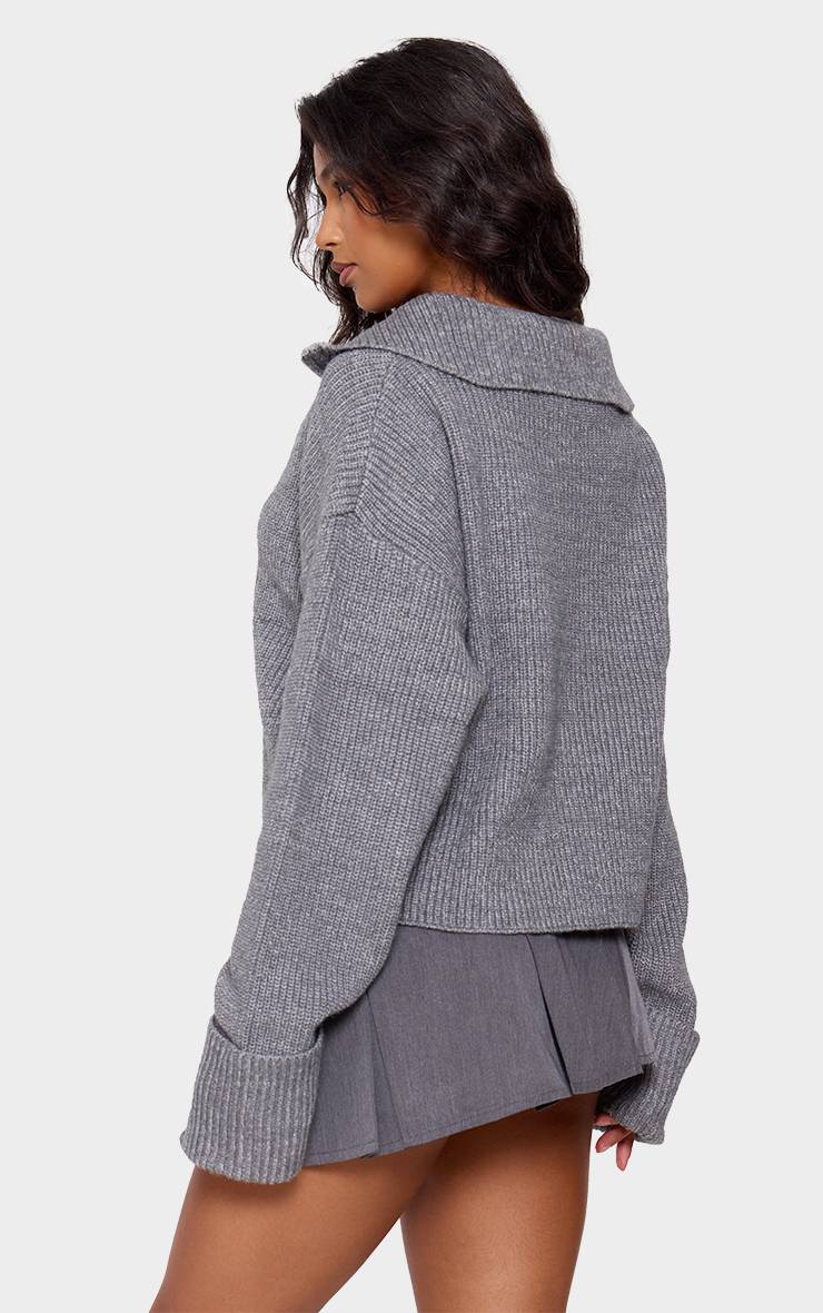 Charcoal Grey Synthétiquell Demi-zip En Maille Épaisse Chiné